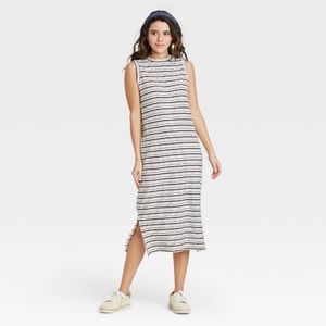 NWT Universal Thread Cream Striped Midi Dress